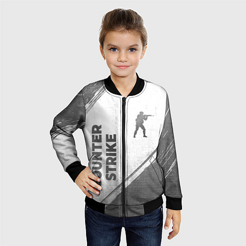 Детский бомбер Counter Strike - white gradient вертикально / 3D-Черный – фото 4