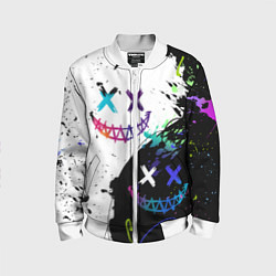 Бомбер детский Неоновые брызги - жуткие улыбки, цвет: 3D-белый