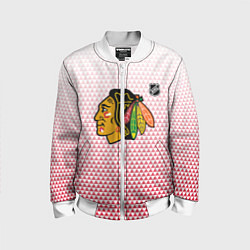 Бомбер детский Чикаго Блэкхокс - красные треугольники с градиенто, цвет: 3D-белый