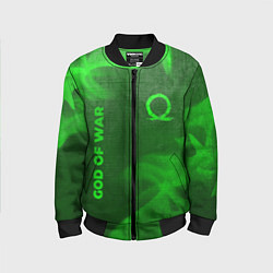 Бомбер детский God of War - green gradient вертикально, цвет: 3D-черный