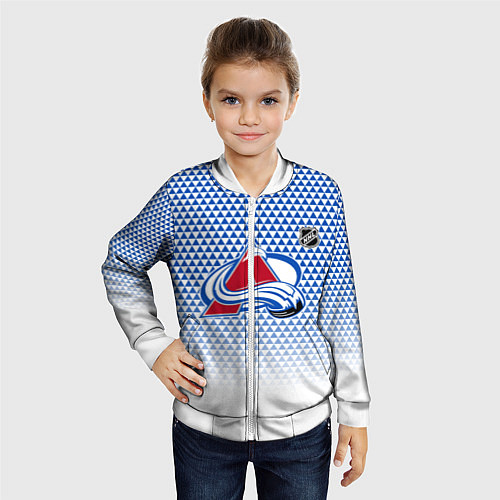 Детский бомбер Колорадо Эвеланш - геометрический градиент / 3D-Белый – фото 4