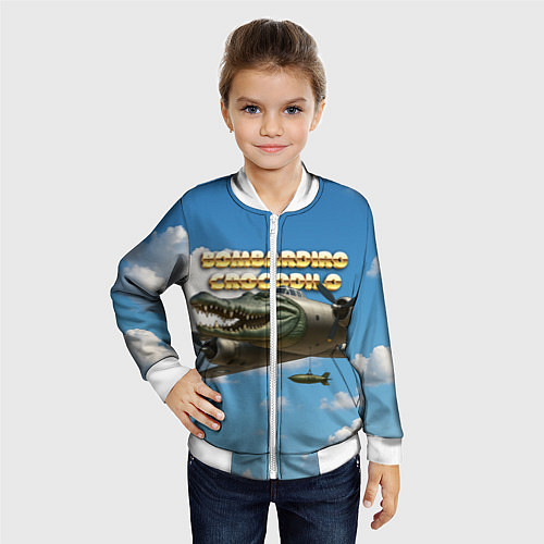 Детский бомбер Bombardino Crocodillo мем / 3D-Белый – фото 4