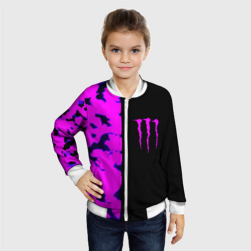 Детский бомбер Monster energy neon camo / 3D-Белый – фото 4