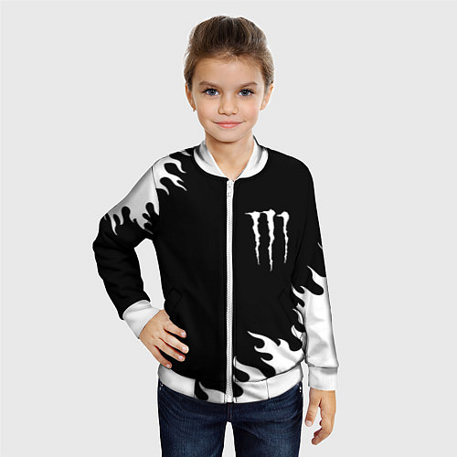 Детский бомбер Monster energy белый огонь / 3D-Белый – фото 4