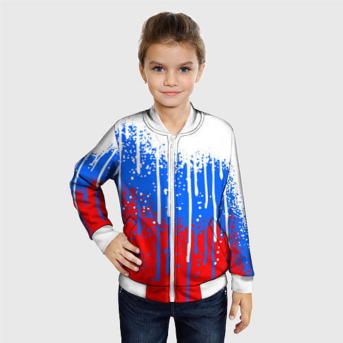 Детский бомбер Патриот - флаг / 3D-Белый – фото 4