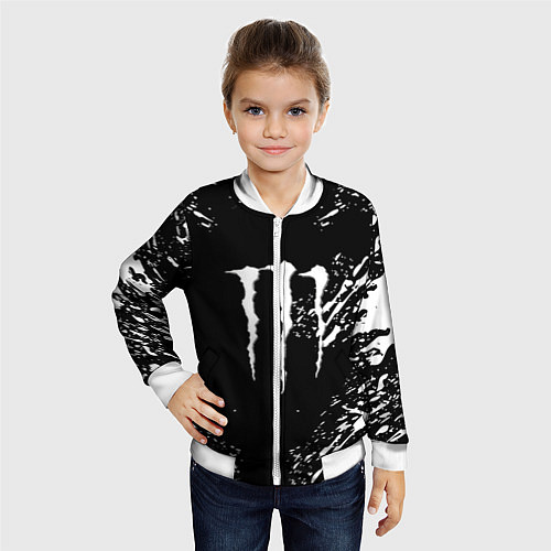 Детский бомбер Monster energy white splash / 3D-Белый – фото 4