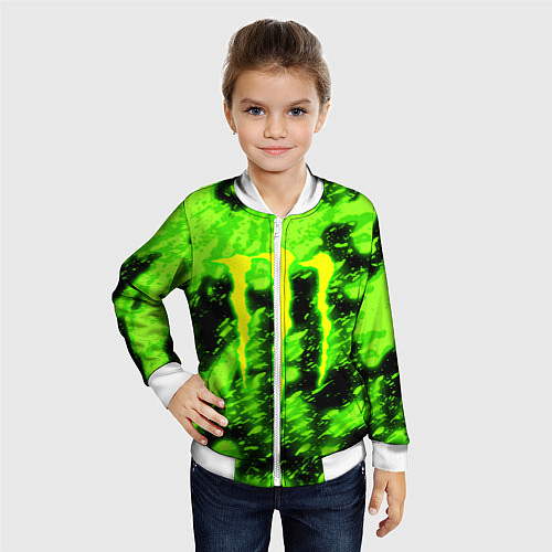 Детский бомбер Monster energy кислотное лого / 3D-Белый – фото 4