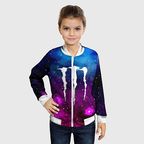 Детский бомбер Monster energy neon space / 3D-Белый – фото 4