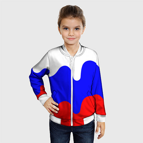 Детский бомбер Патриот - флаг / 3D-Белый – фото 4
