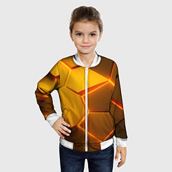 Бомбер детский Желтые неоновые соты - текстура, цвет: 3D-белый — фото 2
