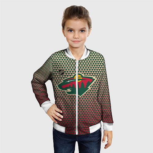 Детский бомбер Миннесота Уайлд - геометрический градиент / 3D-Белый – фото 4