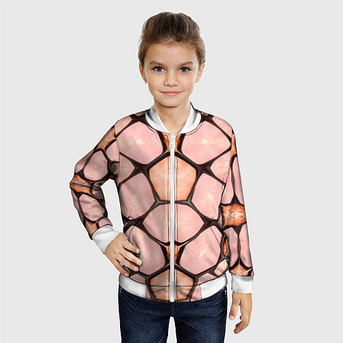 Детский бомбер Розовые пятна жирафа / 3D-Белый – фото 4