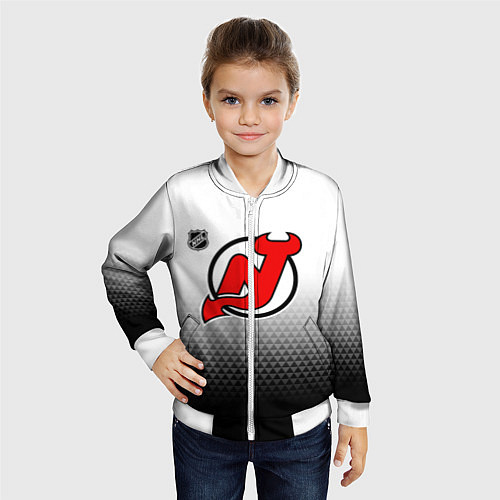 Детский бомбер Нью Джерси Девилз - из белого в черный / 3D-Белый – фото 4
