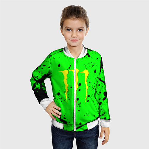 Детский бомбер Monster energy кислотные брызги / 3D-Белый – фото 4