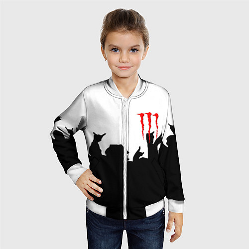 Детский бомбер Monster energy rock black / 3D-Белый – фото 4