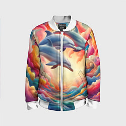 Детский бомбер Три небесных дельфина - нейроарт фантазия