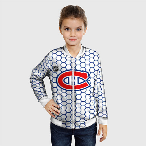 Детский бомбер Монреаль Канадиенс - белые соты / 3D-Белый – фото 4