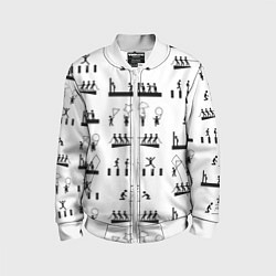 Бомбер детский Силуэты игры в кальмара на белом фоне, цвет: 3D-белый