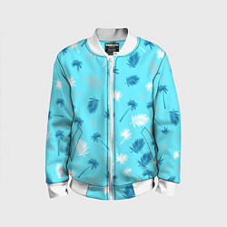Бомбер детский Текстура голубой гавайской рубашки, цвет: 3D-белый