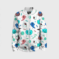 Бомбер детский Halloween light blue pumpkin, цвет: 3D-белый
