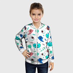 Бомбер детский Halloween light blue pumpkin, цвет: 3D-белый — фото 2