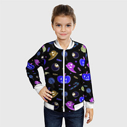 Бомбер детский Halloween blue black pumpkin, цвет: 3D-белый — фото 2