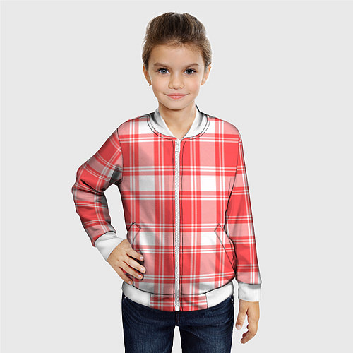 Детский бомбер Checked red white / 3D-Белый – фото 4