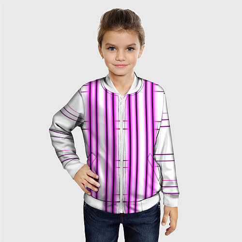 Детский бомбер Neon pink / 3D-Белый – фото 4