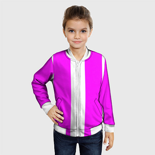 Детский бомбер Color white pink line / 3D-Белый – фото 4