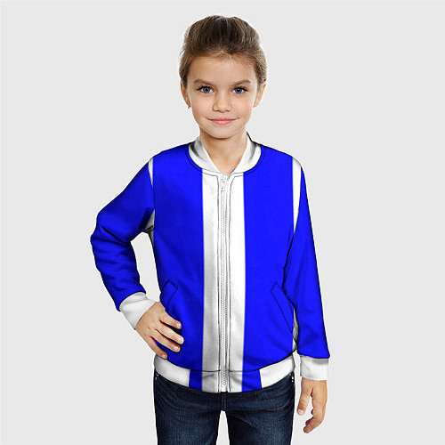 Детский бомбер Color white blue line / 3D-Белый – фото 4