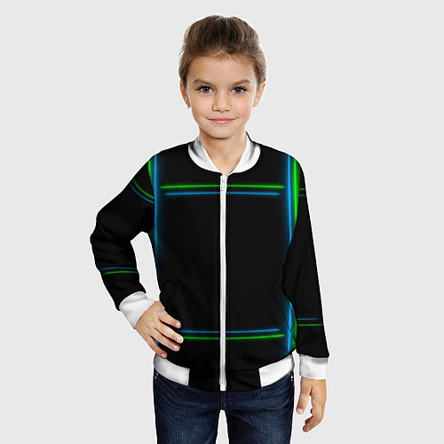 Детский бомбер Neon green light blue / 3D-Белый – фото 4