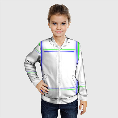 Детский бомбер Neon white green light blue / 3D-Белый – фото 4