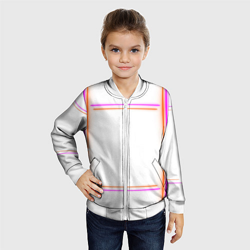 Детский бомбер Neon white orange pink / 3D-Белый – фото 4