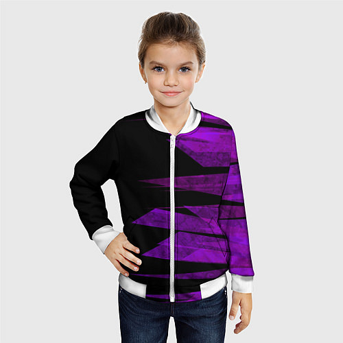 Детский бомбер Color purple black stripes / 3D-Белый – фото 4