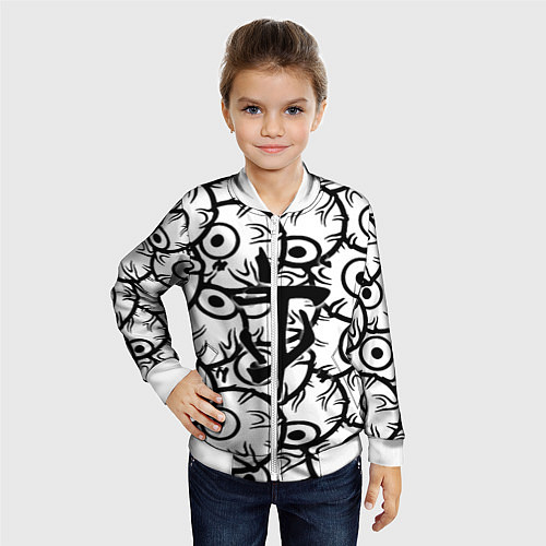 Детский бомбер Doom глаза монстра / 3D-Белый – фото 4