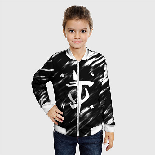 Детский бомбер Doom штрихи красок / 3D-Белый – фото 4