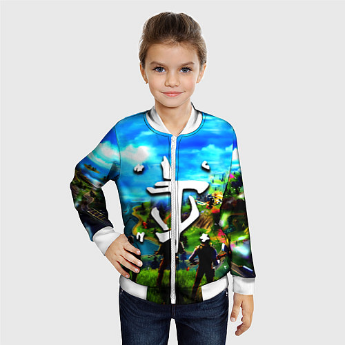 Детский бомбер Fortnite x doom logo / 3D-Белый – фото 4