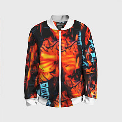 Бомбер детский Абстрактная текстура рыжего пламени, цвет: 3D-белый