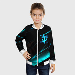 Бомбер детский Doom neon stripes, цвет: 3D-белый — фото 2