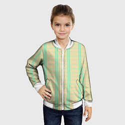 Бомбер детский Color beige cage blue stripes, цвет: 3D-белый — фото 2
