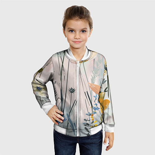 Детский бомбер Цветы полевые / 3D-Белый – фото 4