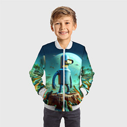 Бомбер детский Роботу-сгибальщику Бендеру по-барабану стая крокод, цвет: 3D-белый — фото 2