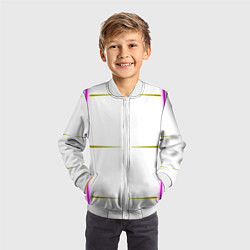 Бомбер детский Color white pink yellow stripes, цвет: 3D-белый — фото 2