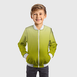 Бомбер детский Градиент лаймовый, цвет: 3D-белый — фото 2