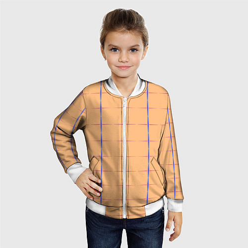 Детский бомбер Color beige blue cross / 3D-Белый – фото 4