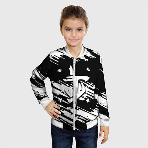 Детский бомбер Doom краски полосы / 3D-Белый – фото 4