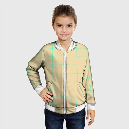 Детский бомбер Color beige green crosses / 3D-Белый – фото 4