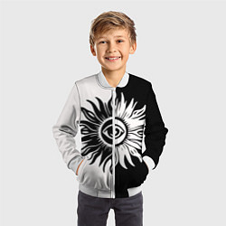 Бомбер детский Солнце черно-белое, цвет: 3D-белый — фото 2
