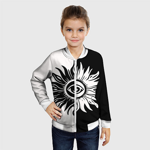 Детский бомбер Солнце черно-белое / 3D-Белый – фото 4