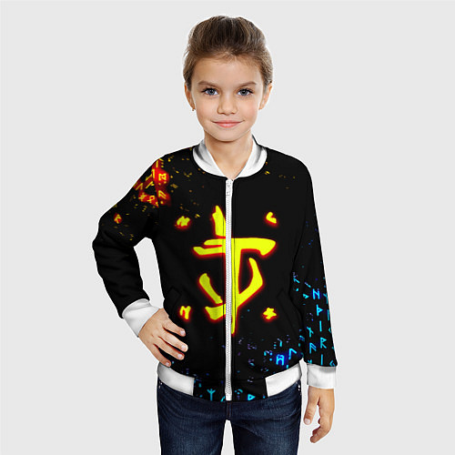 Детский бомбер Doom огненные символы / 3D-Белый – фото 4